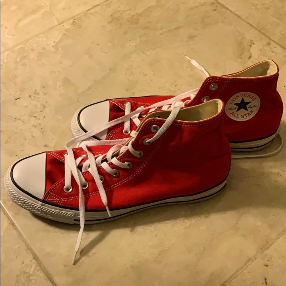 Red converse chuck taylor high tops. Size 11 men’s